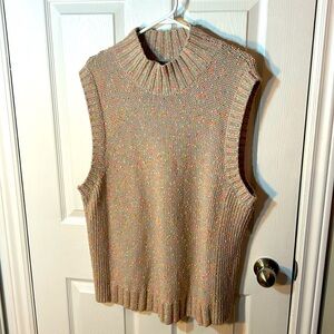 Sleeveless Knit Sweater Vest in Neon Speckled Beige
